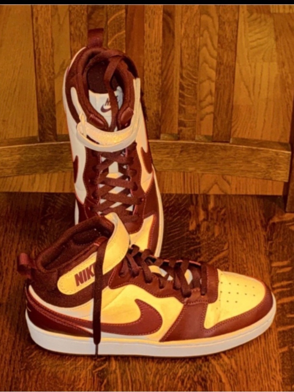 Nike Burgundy and White Low-Top Sneakers